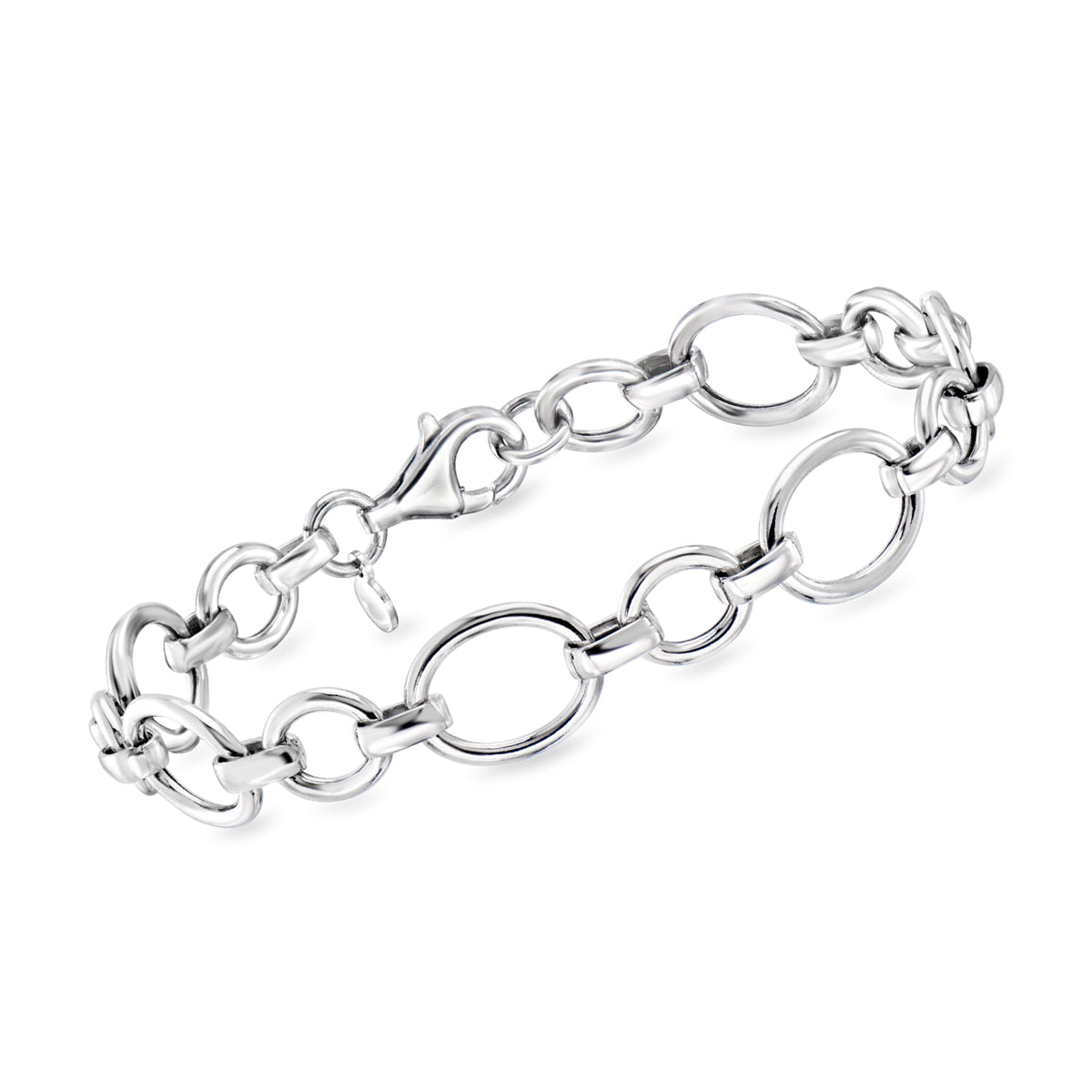 Ross-Simons Italian Sterling Silver Cable and Oval-Link Bracelet