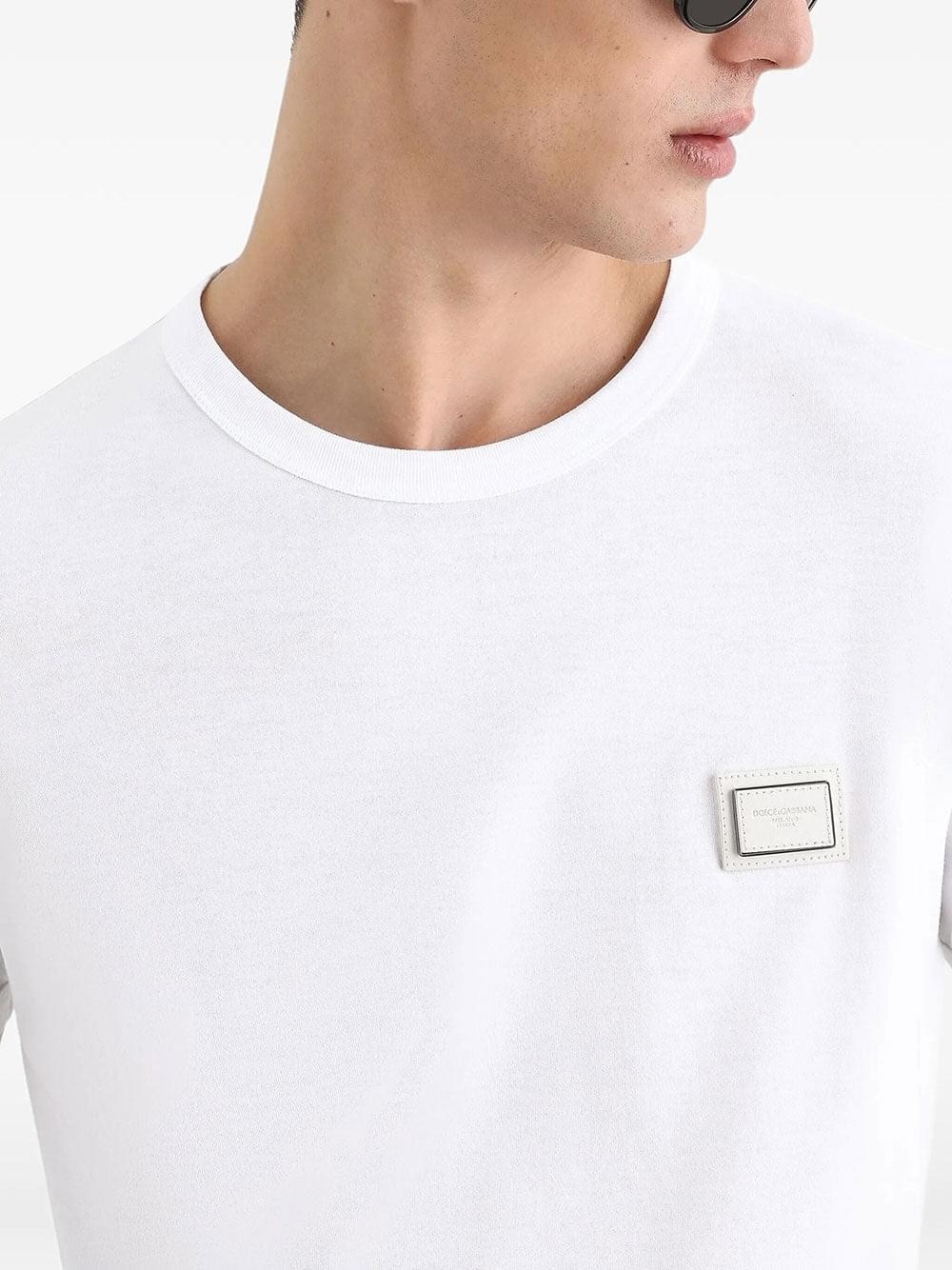 Dolce & Gabbana Men Cotton T-Shirt With Plaque