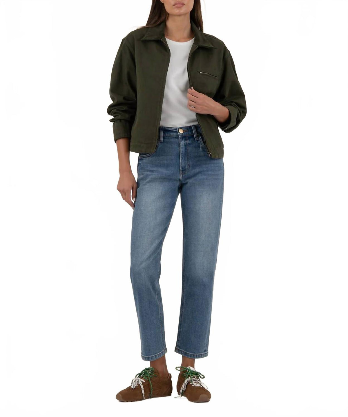 Hudson Zip Front Jacket In Dark Olive