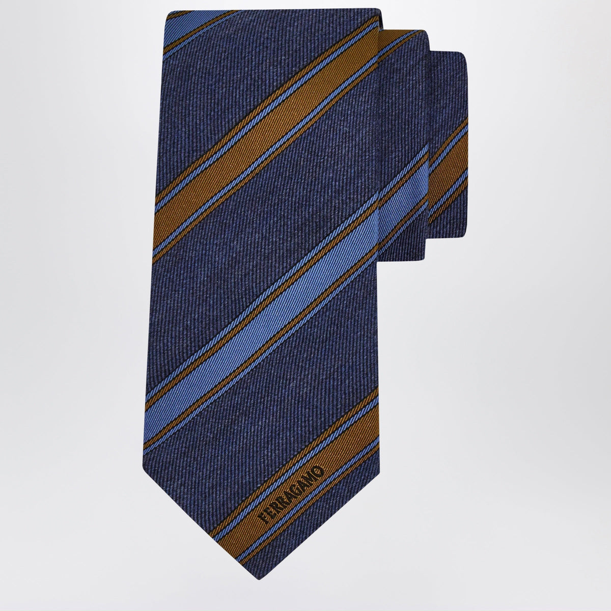 Ferragamo Medium Blue Regimental Jacquard Tie Men