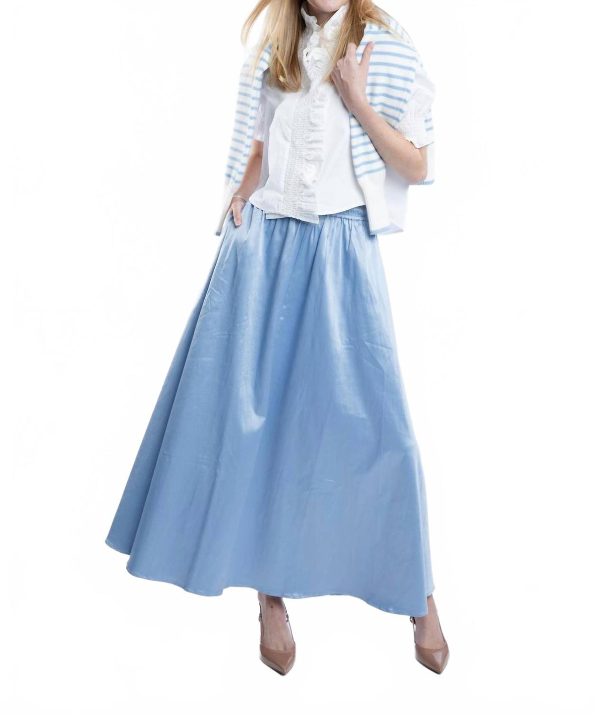 Serena Satin Skirt In Blueberry