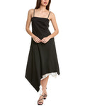 Helmut Lang Angled Hem Wool Midi Dress