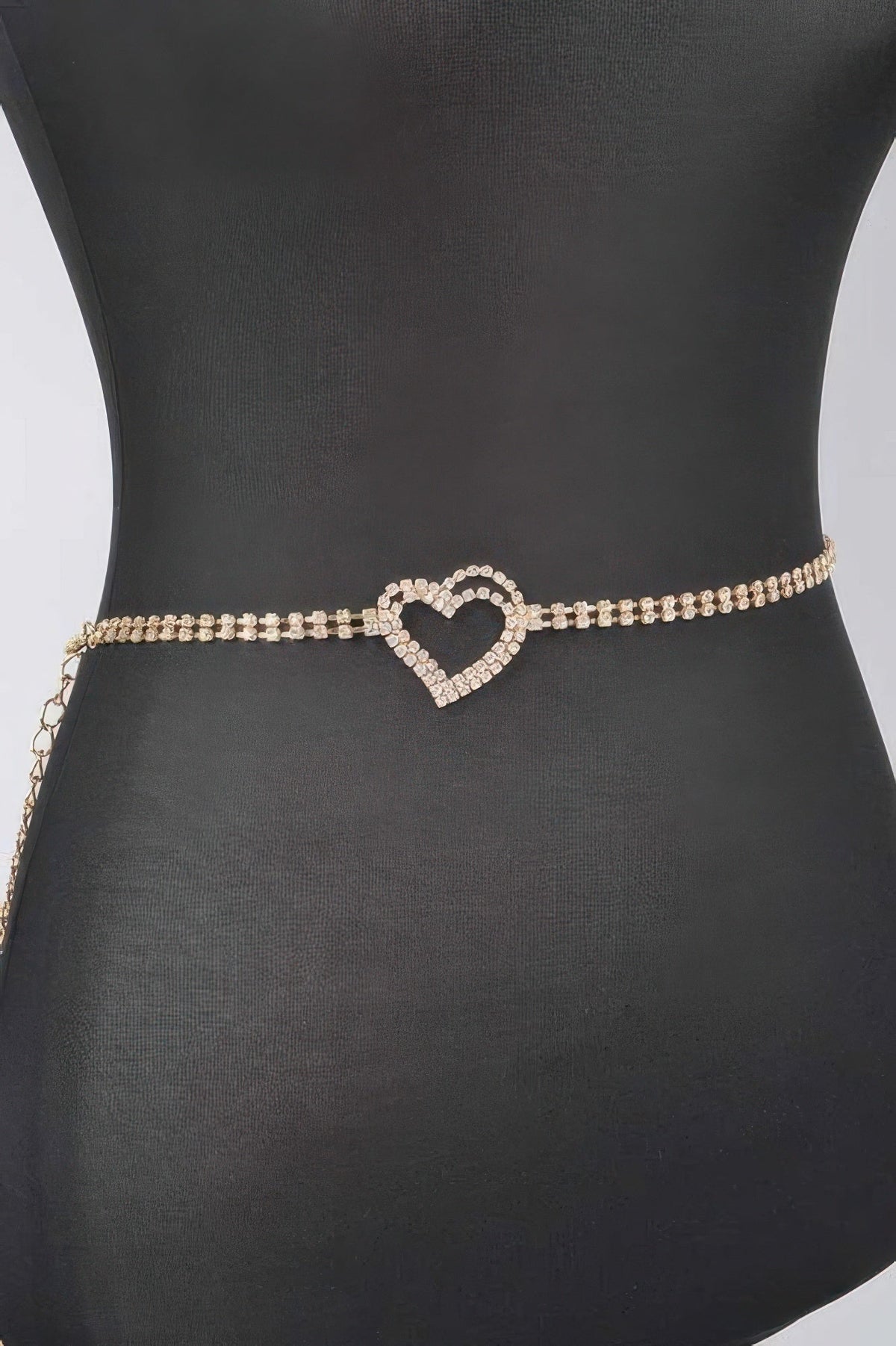 Rhinestone Heart Chain Belt