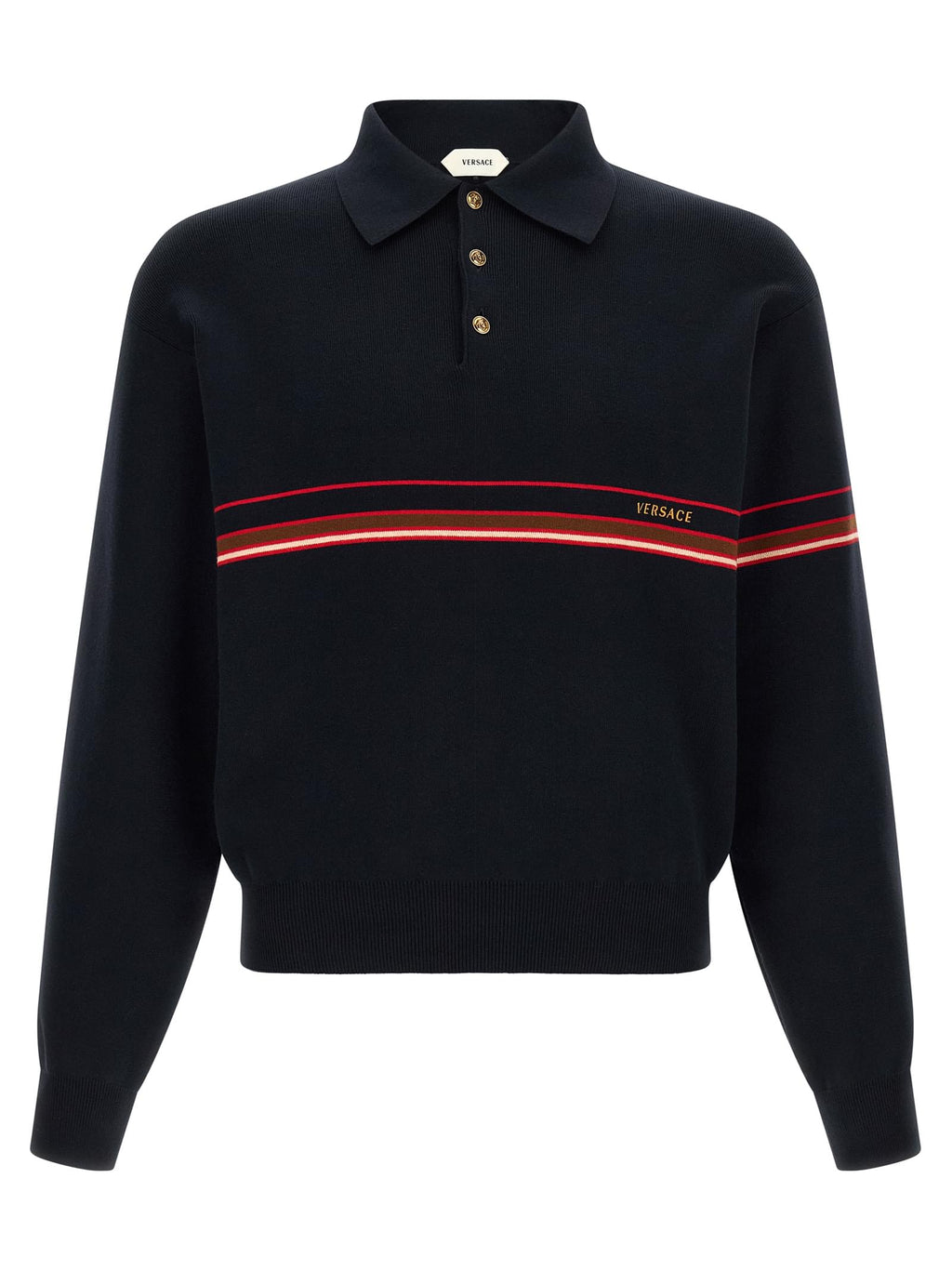 Versace Men Inlaid Striped Polo Shirt