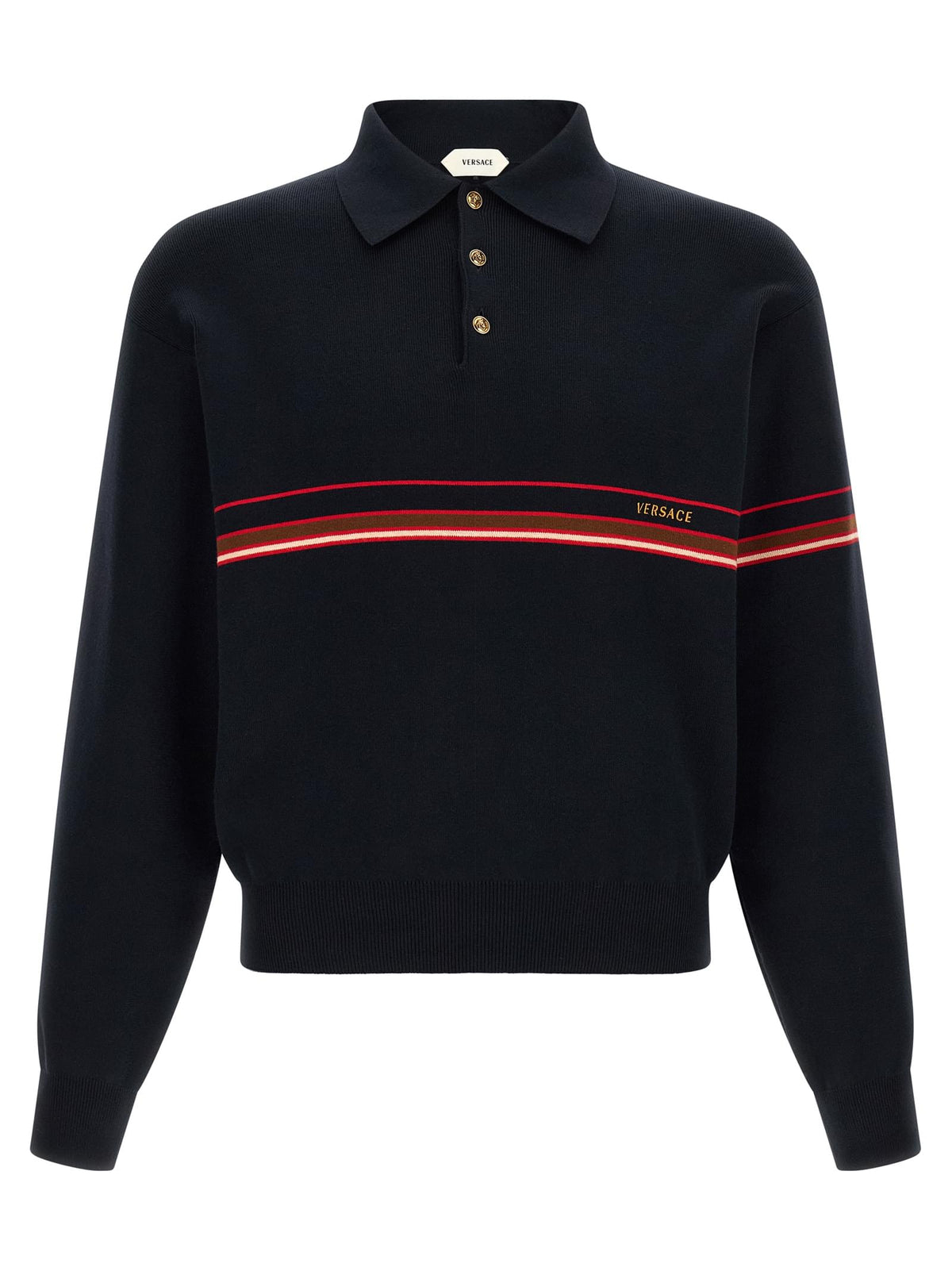 Versace Men Inlaid Striped Polo Shirt