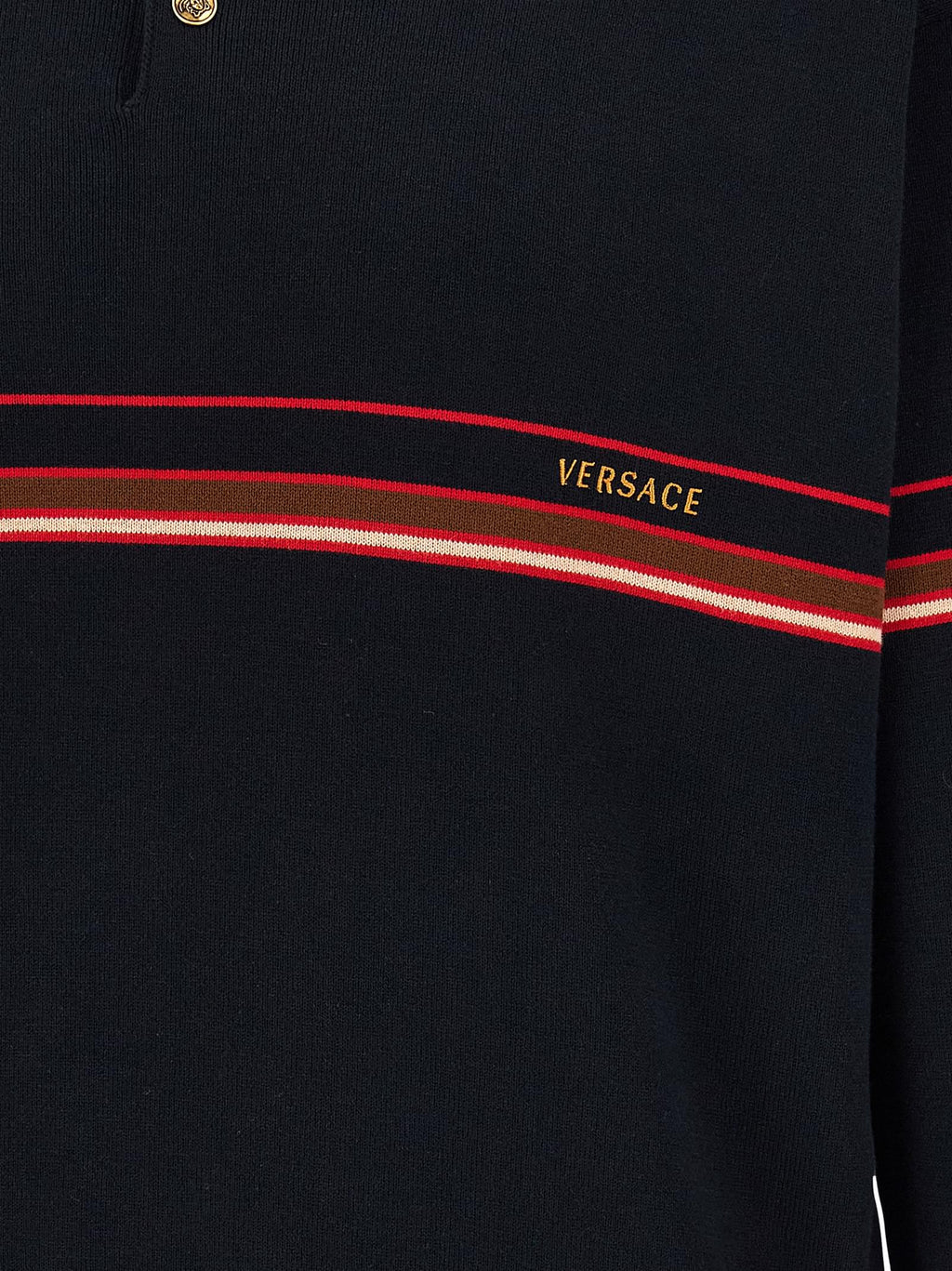 Versace Men Inlaid Striped Polo Shirt