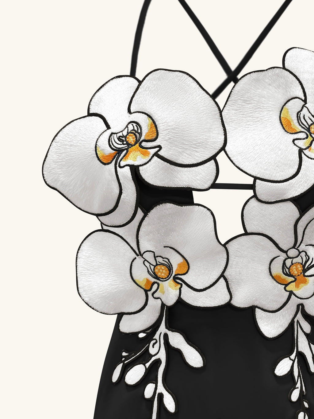 Orchid Embroidered Dress – Black/White