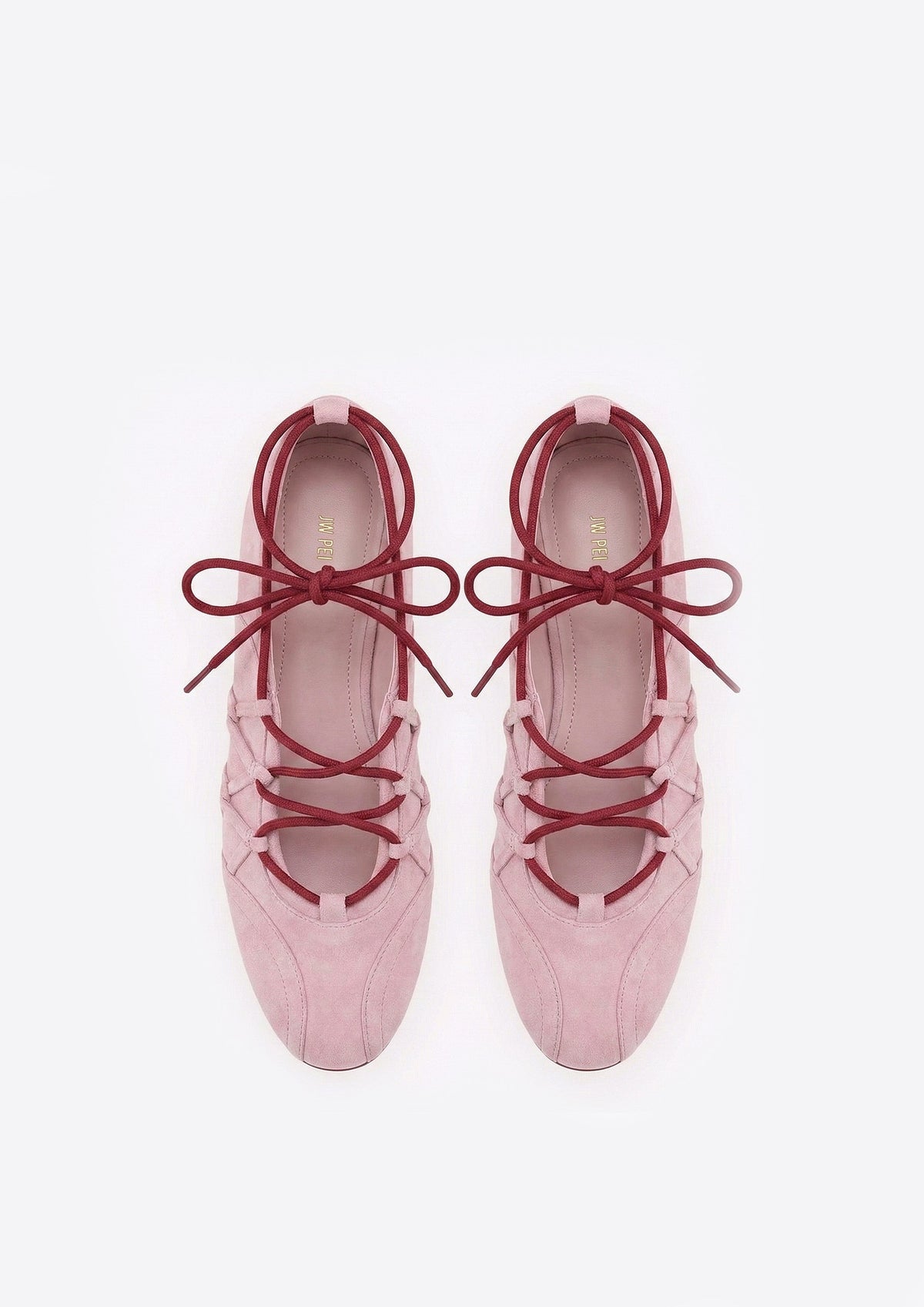 Iria Lace-Up Ballet Flats - Dusty Rose