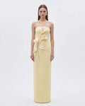 Floral Appliqué Strapless Dress - Yellow
