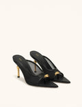 Noemi Pointed-Toe Mesh Mule Heels - Black