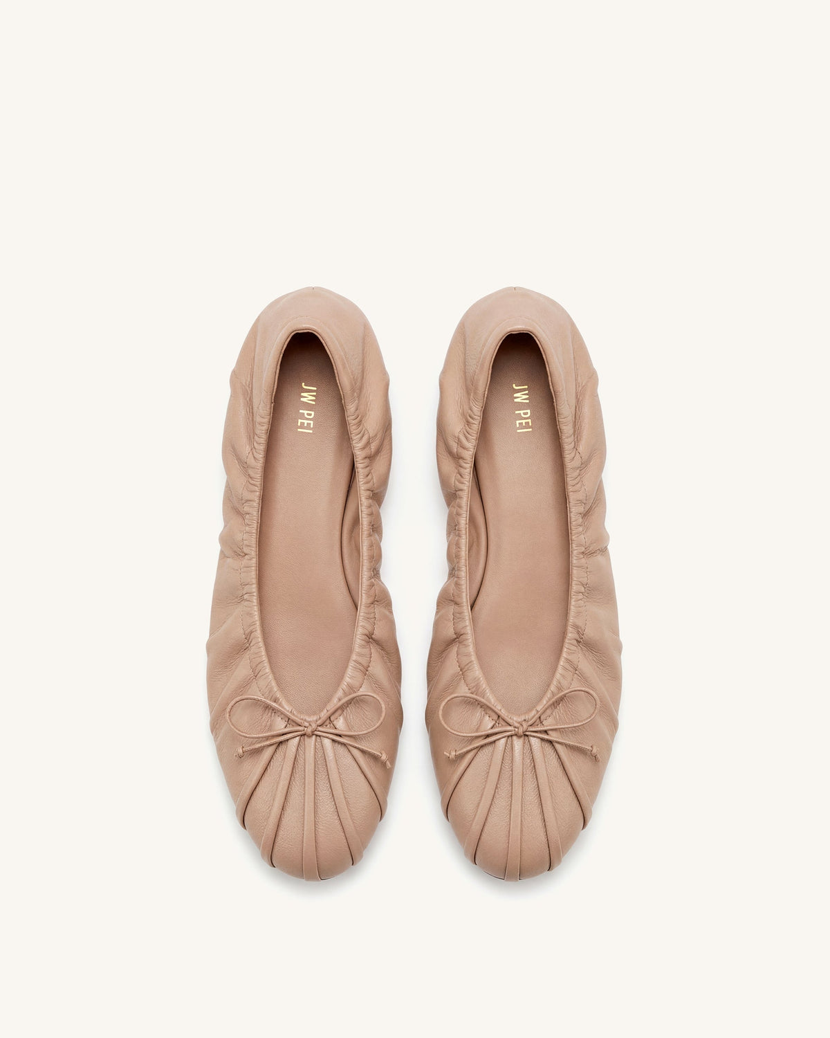 Solenne Ruched Drawstring Ballet Flats - Khaki