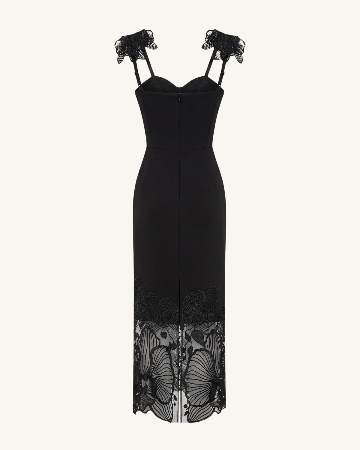 Orchid Embroidered Corset Dress - Black