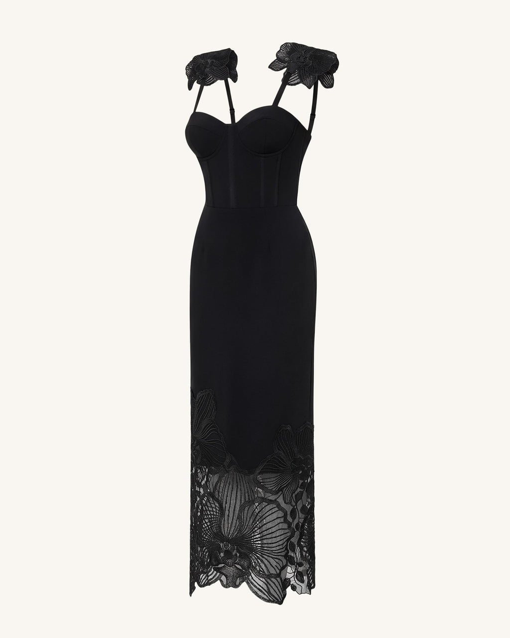 Orchid Embroidered Corset Dress - Black