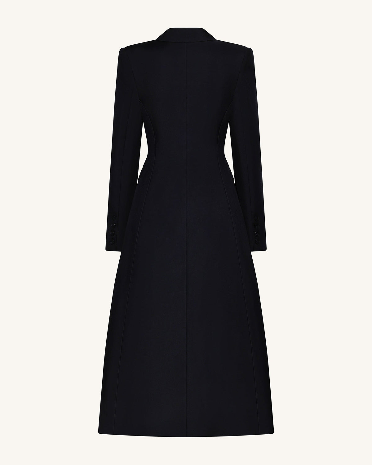 Structured Peak-Lapel Cutaway Maxi Blazer - Black