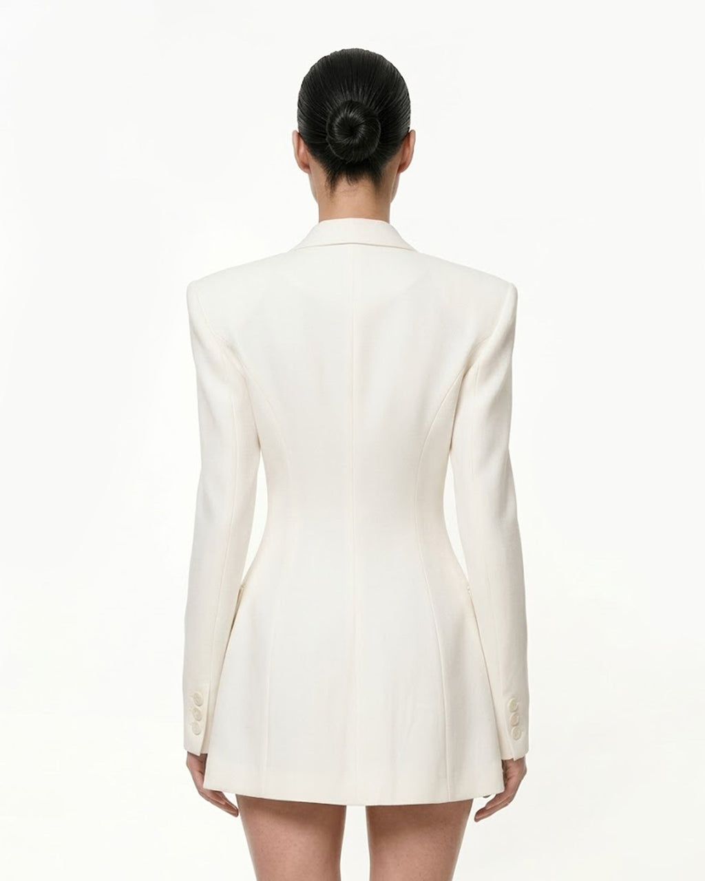 Iris Embroidery Hourglass Blazer - White