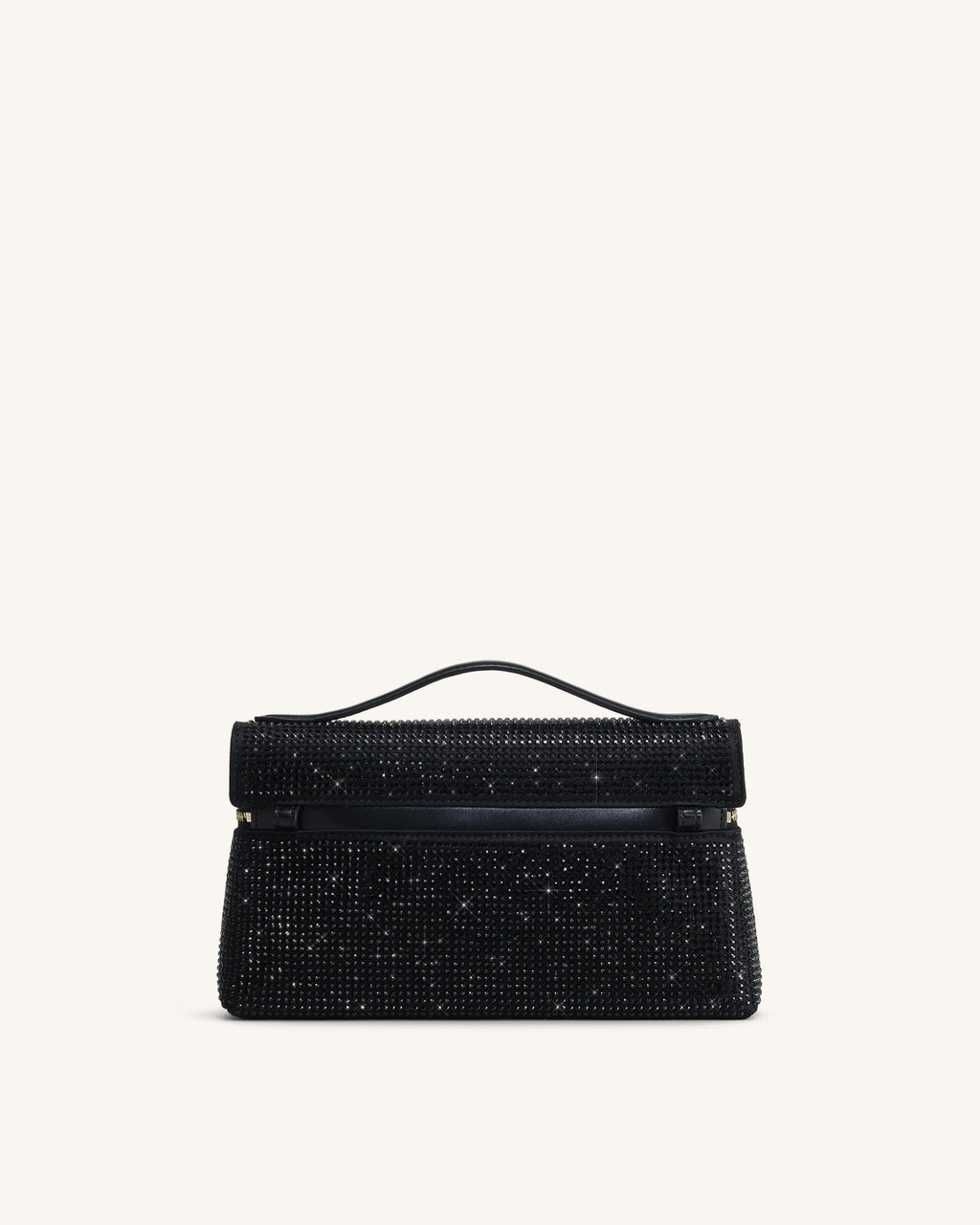 Thea Artificial Crystal Top Handle Bag - Black