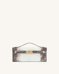 Bria Structured Top Handle Bag - White Croc