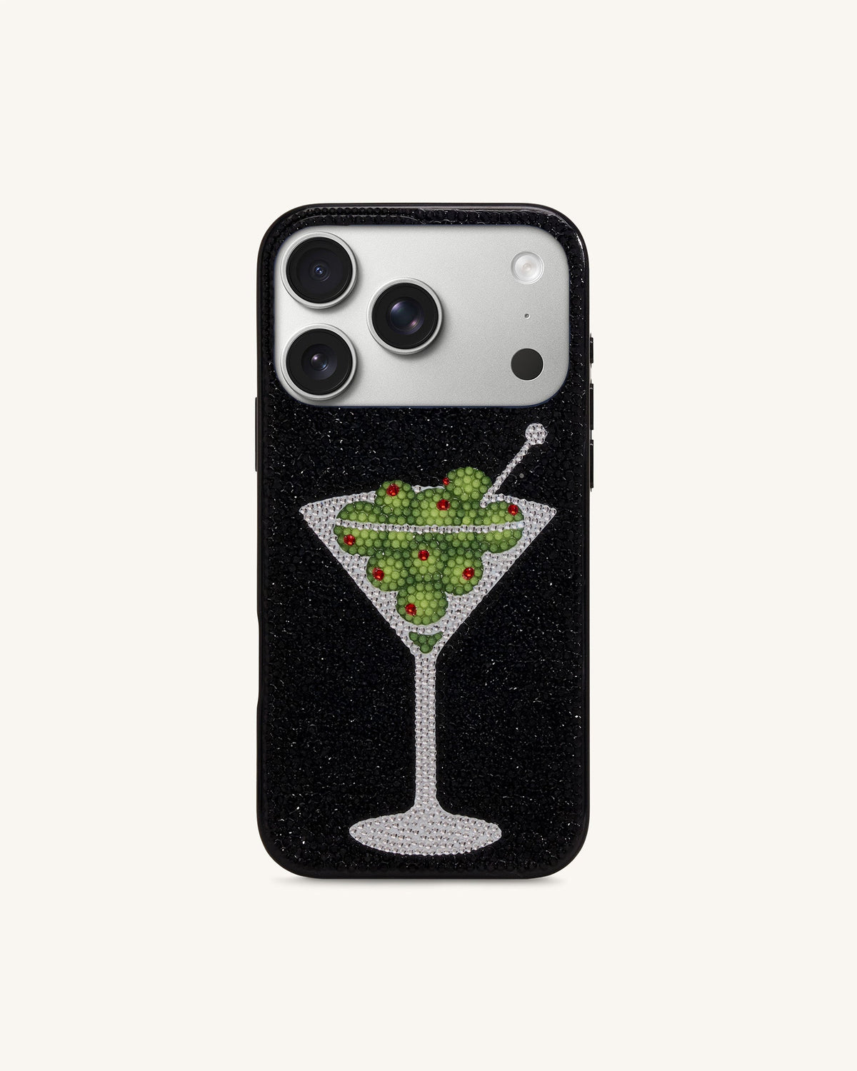Olive Martini Artificial Crystal Phone Case - Black