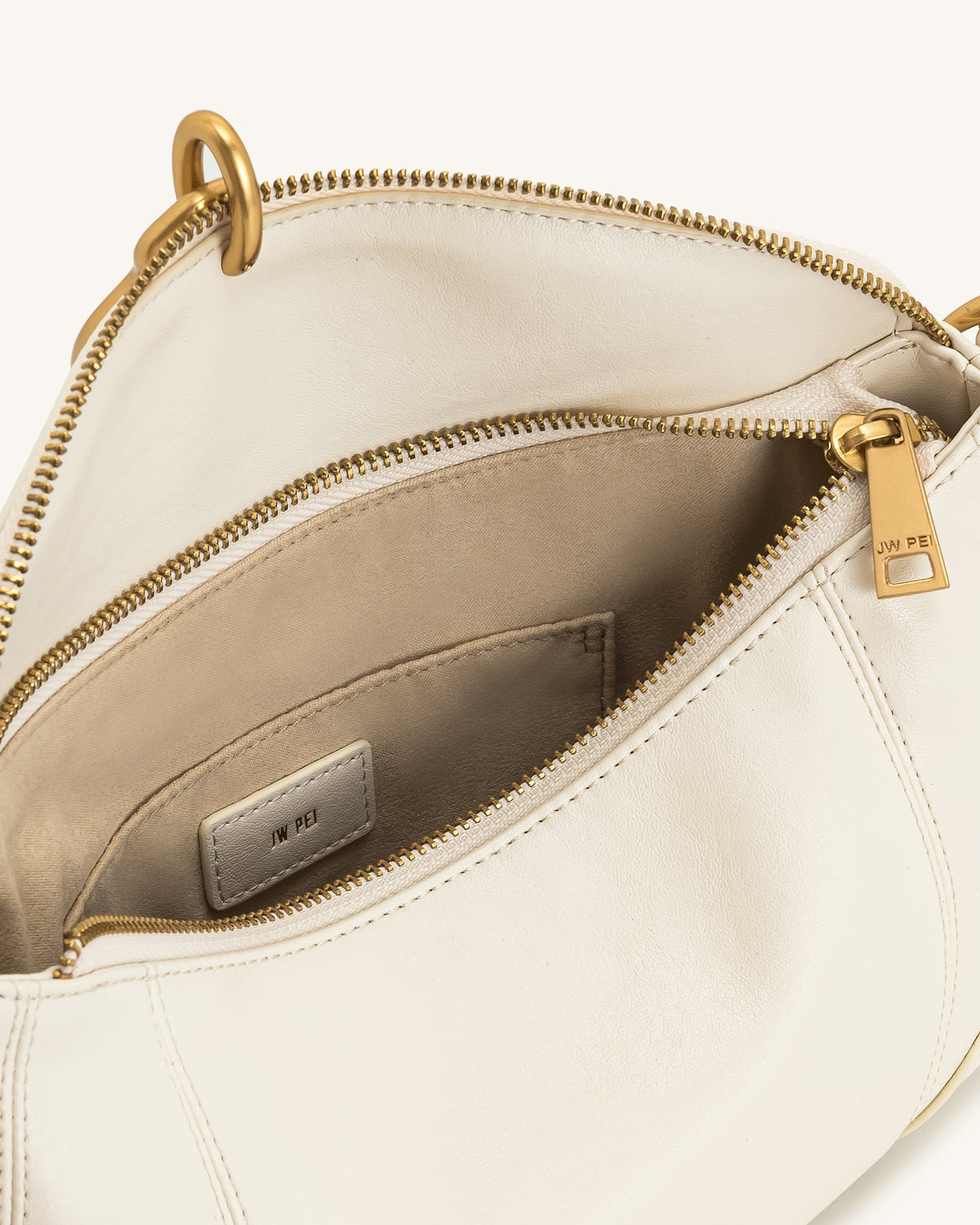 Jayla Metal Pendant Embellished Shoulder Bag - White