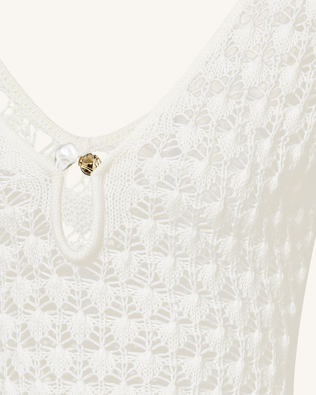 Pointelle Knit Keyhole Maxi Dress - White