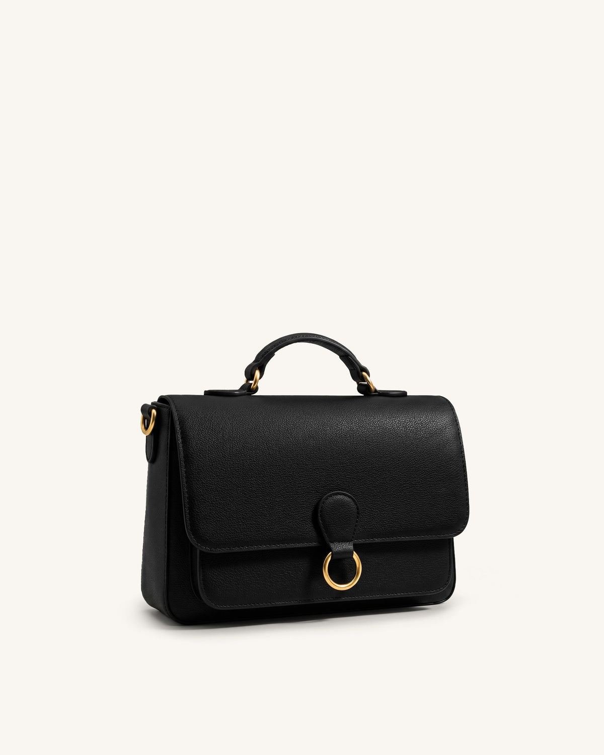 Mirelle Pebbled Top Handle Satchel - Black