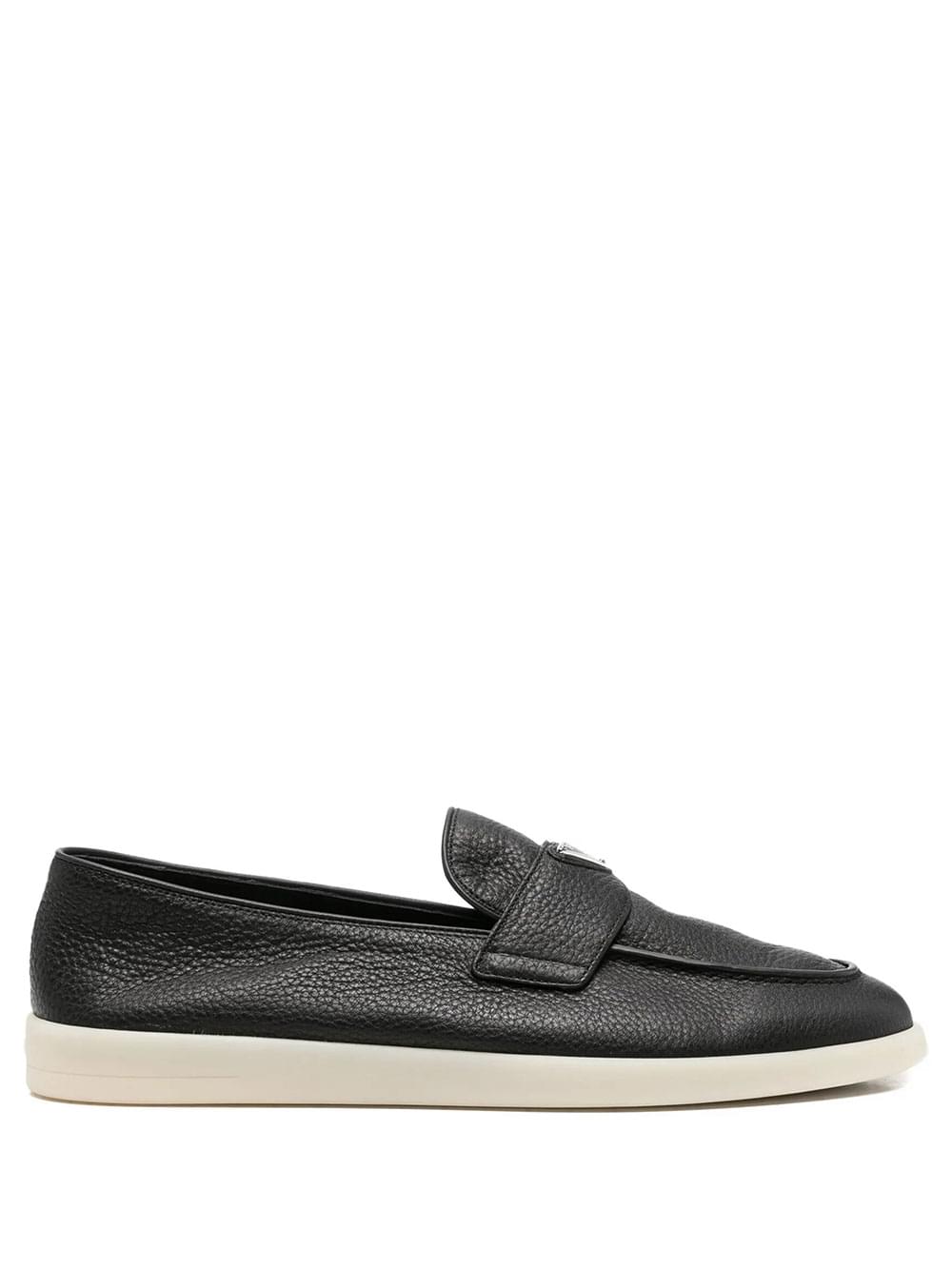 Prada Men Grained Leather Loafers