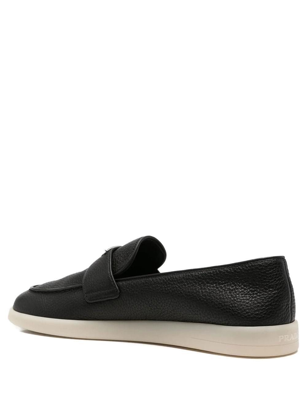 Prada Men Grained Leather Loafers
