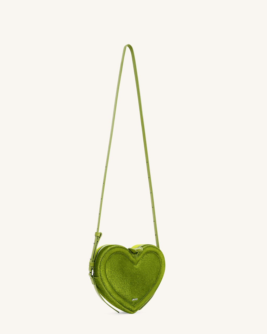 Arlene Velvet Heart Shaped Bag - Green