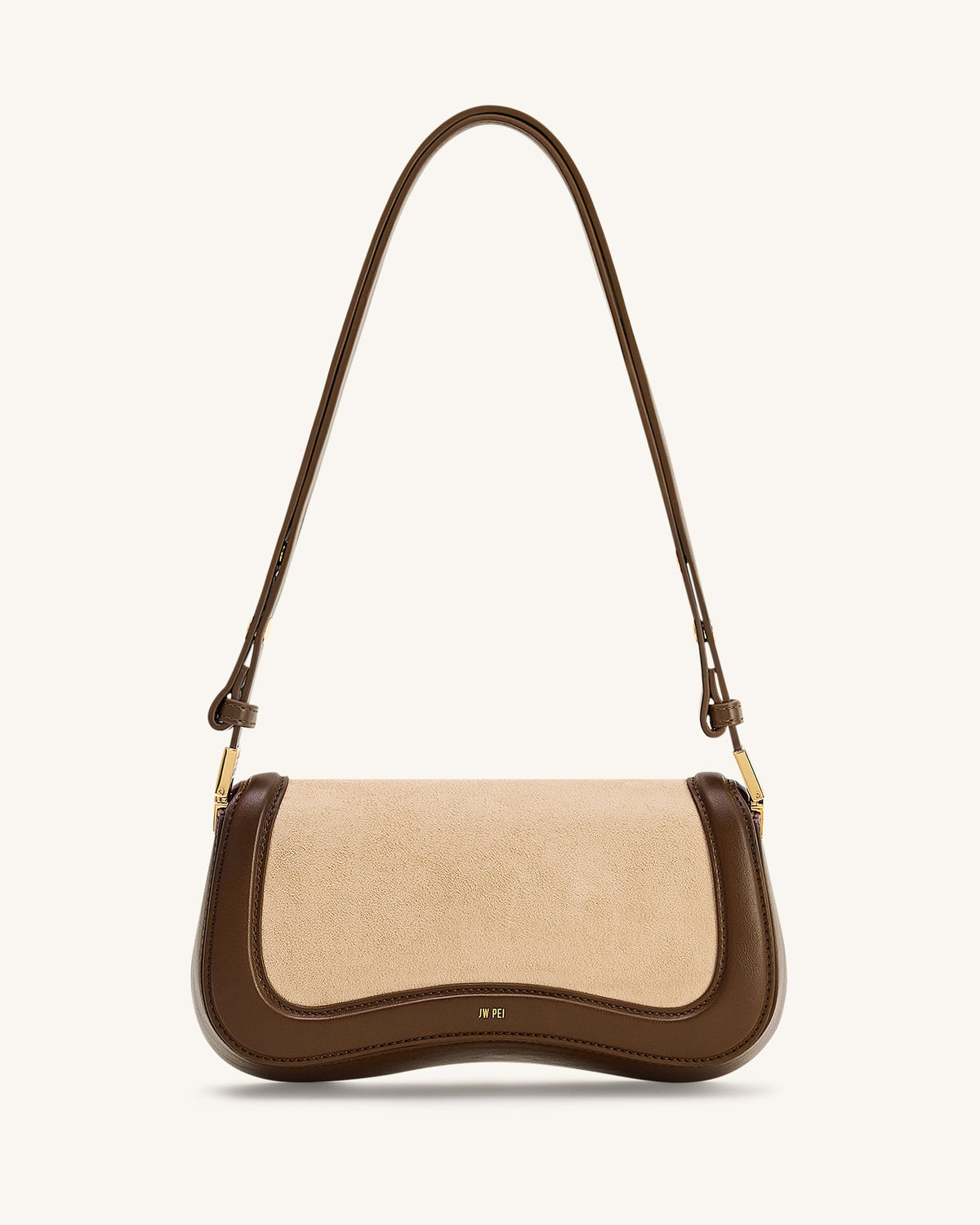 Joy Faux Suede Shoulder Bag - Khaki Brown