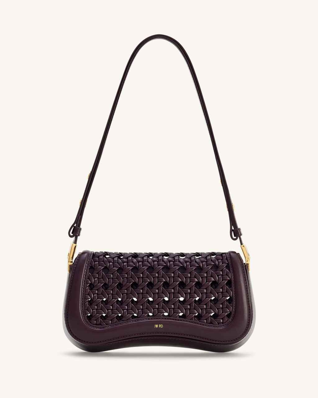 Joy Woven Shoulder Bag - Dark Red