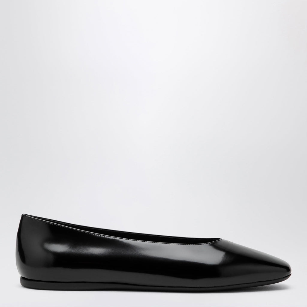 Prada Black Brushed Leather Ballet Flats Women