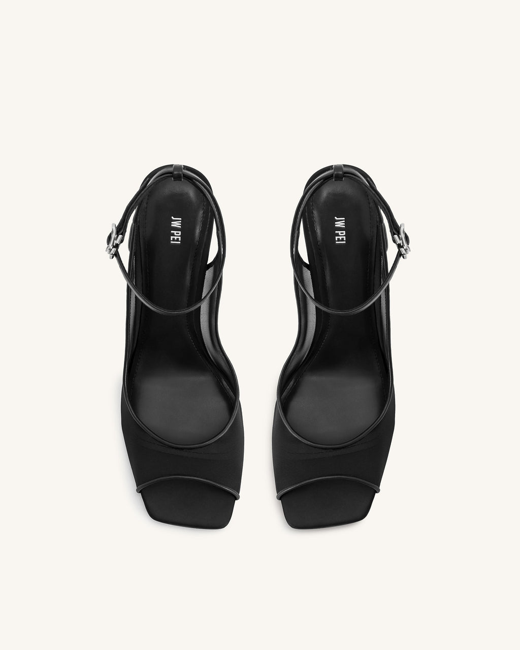 Serenity Open Toe Mesh Slingback Sandals - Black