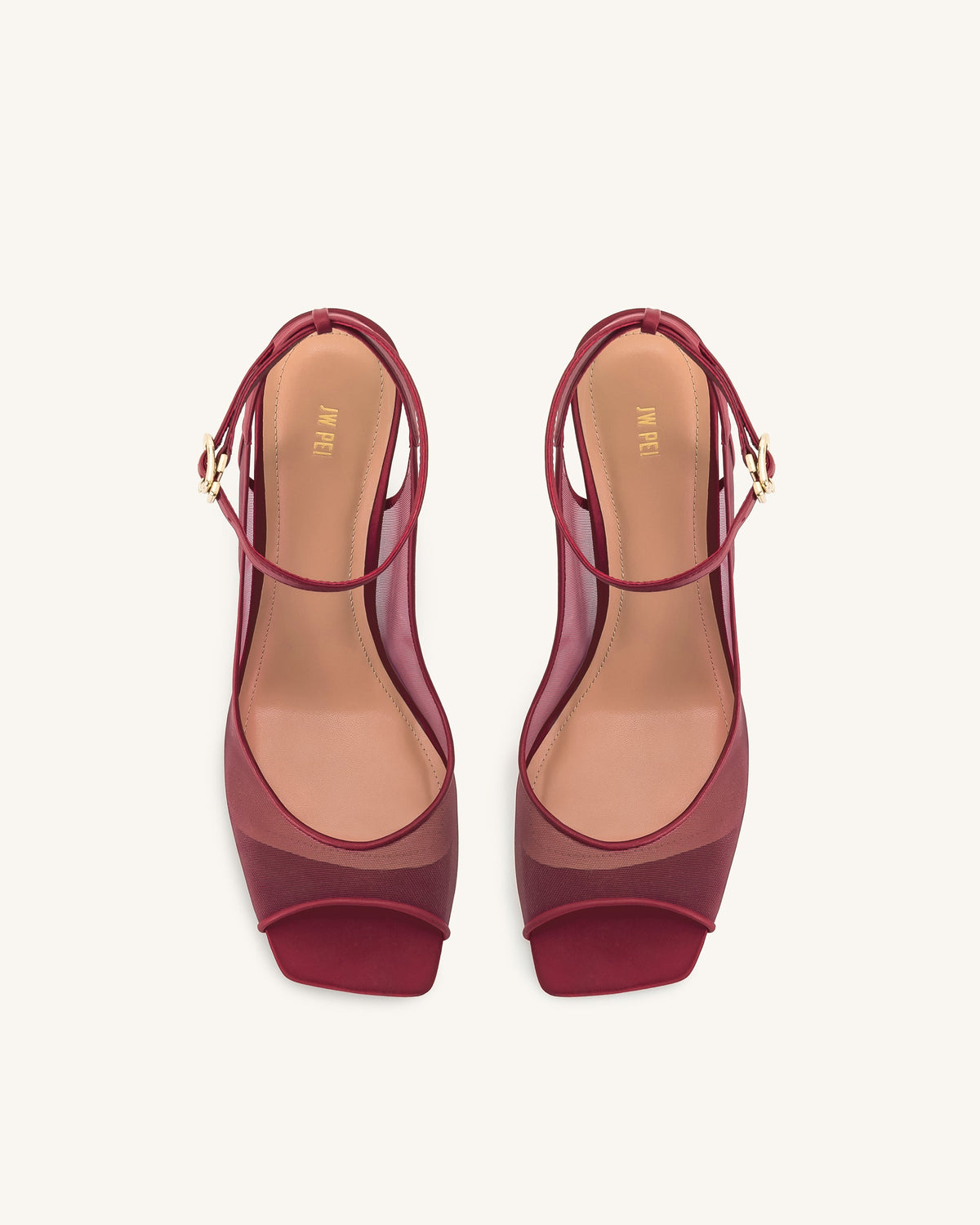Serenity Open Toe Mesh Slingback Sandals - Burgundy