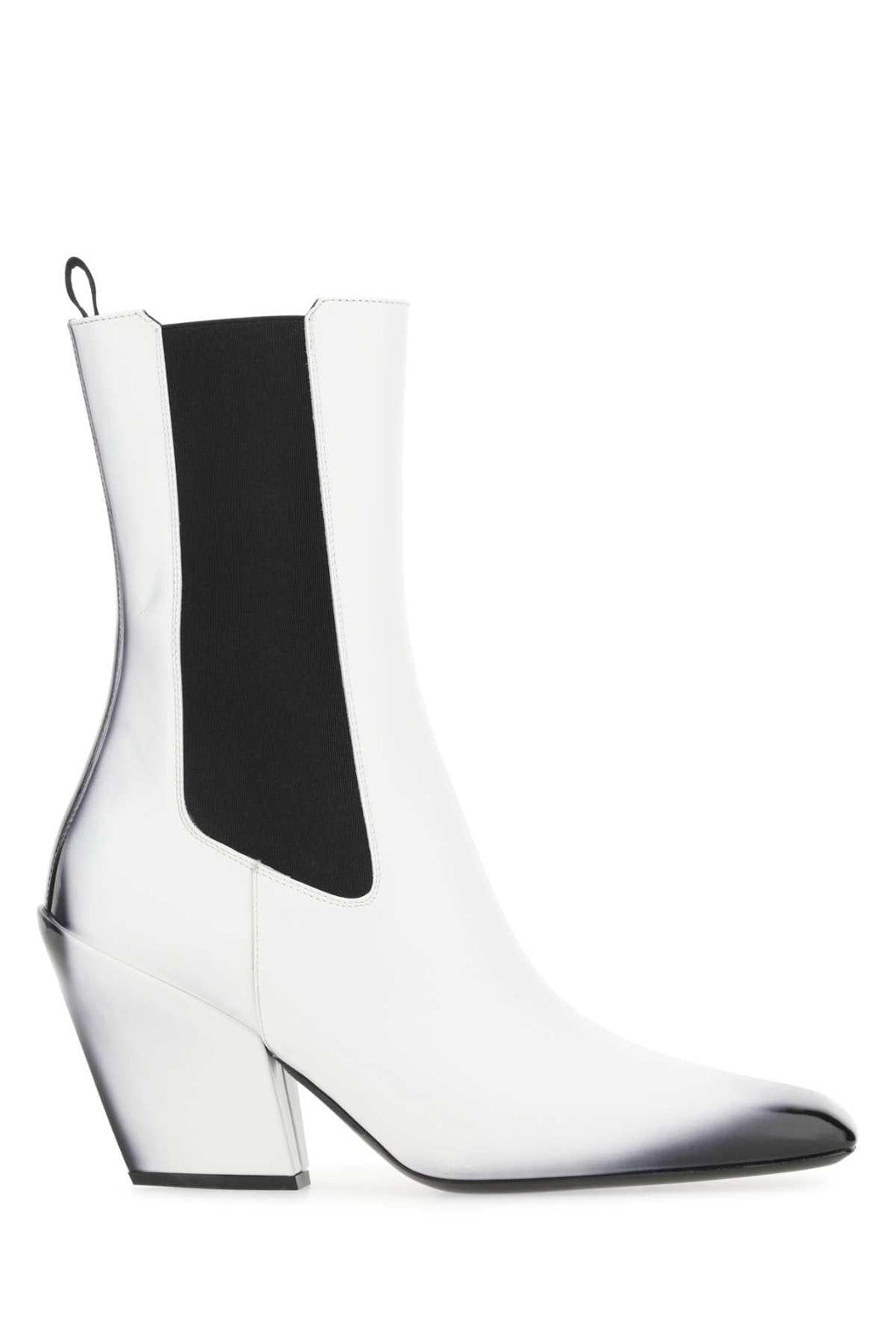 Prada Women White Leather Ankle Boots