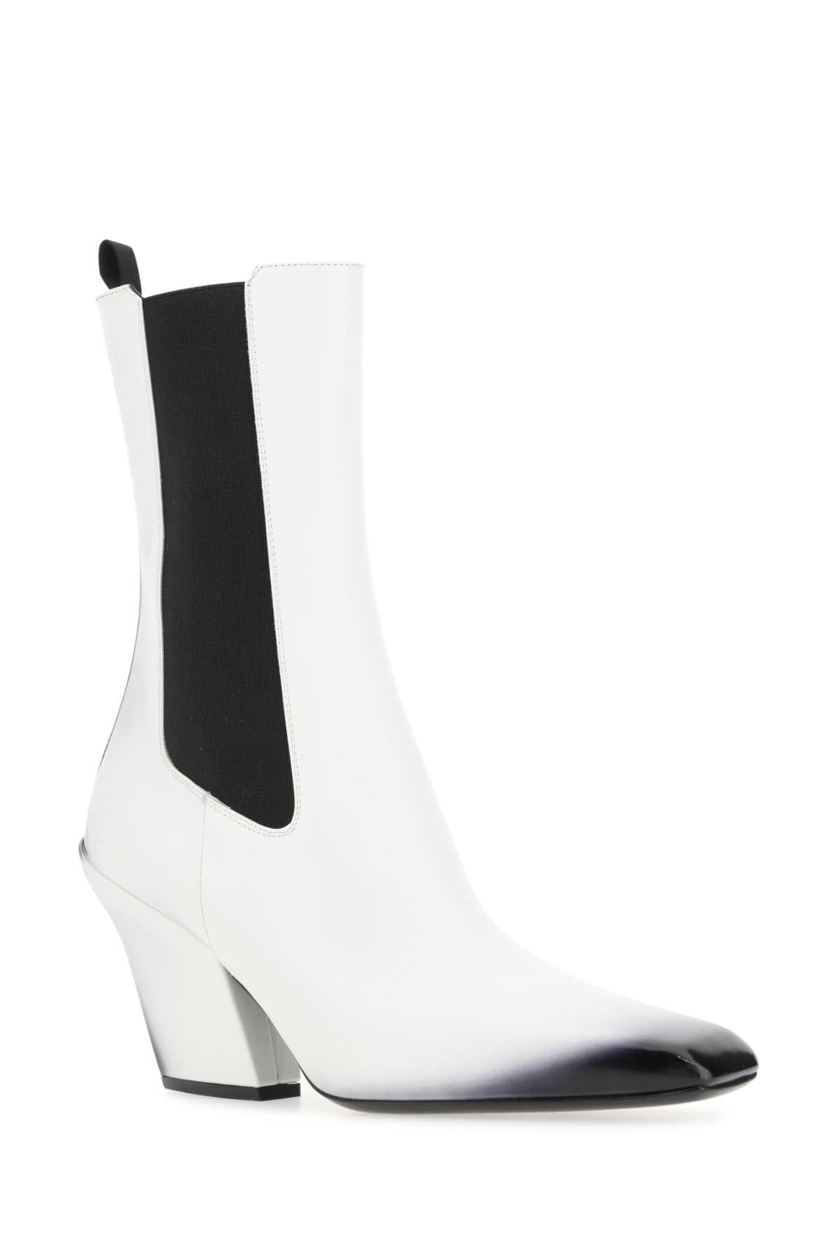 Prada Women White Leather Ankle Boots