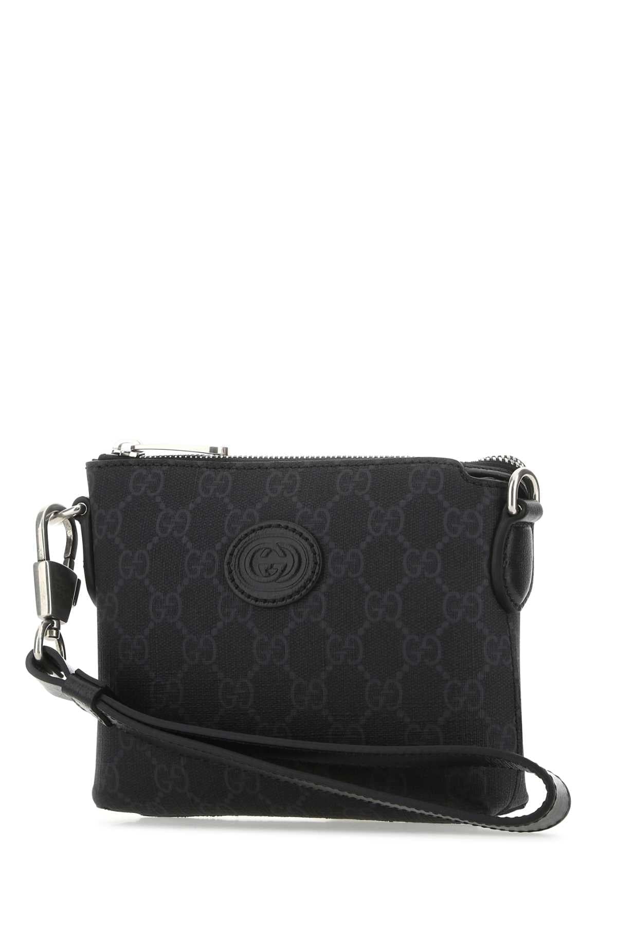 Gucci Men Black Gg Supreme Fabric Clutch