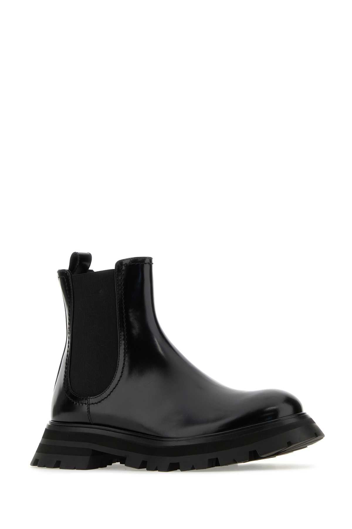 Alexander Mcqueen Women Black Leather Ankle Boots