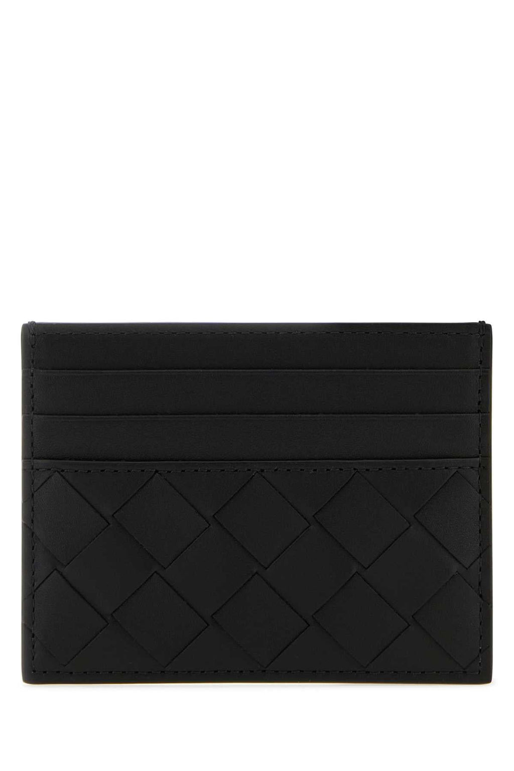 Bottega Veneta Men Black Leather Card Holder
