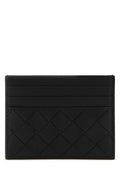 Bottega Veneta Men Black Leather Card Holder