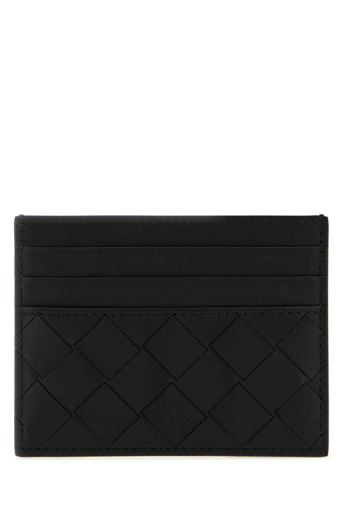Bottega Veneta Men Black Leather Card Holder