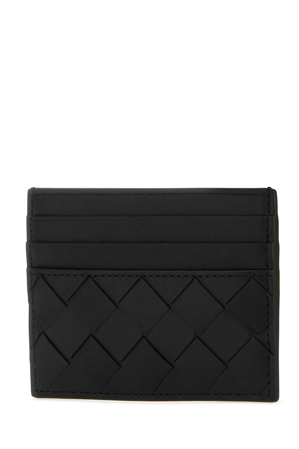 Bottega Veneta Men Black Leather Card Holder