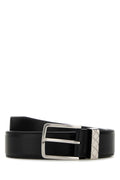 Bottega Veneta Men Black Leather Intreccio Loop Belt