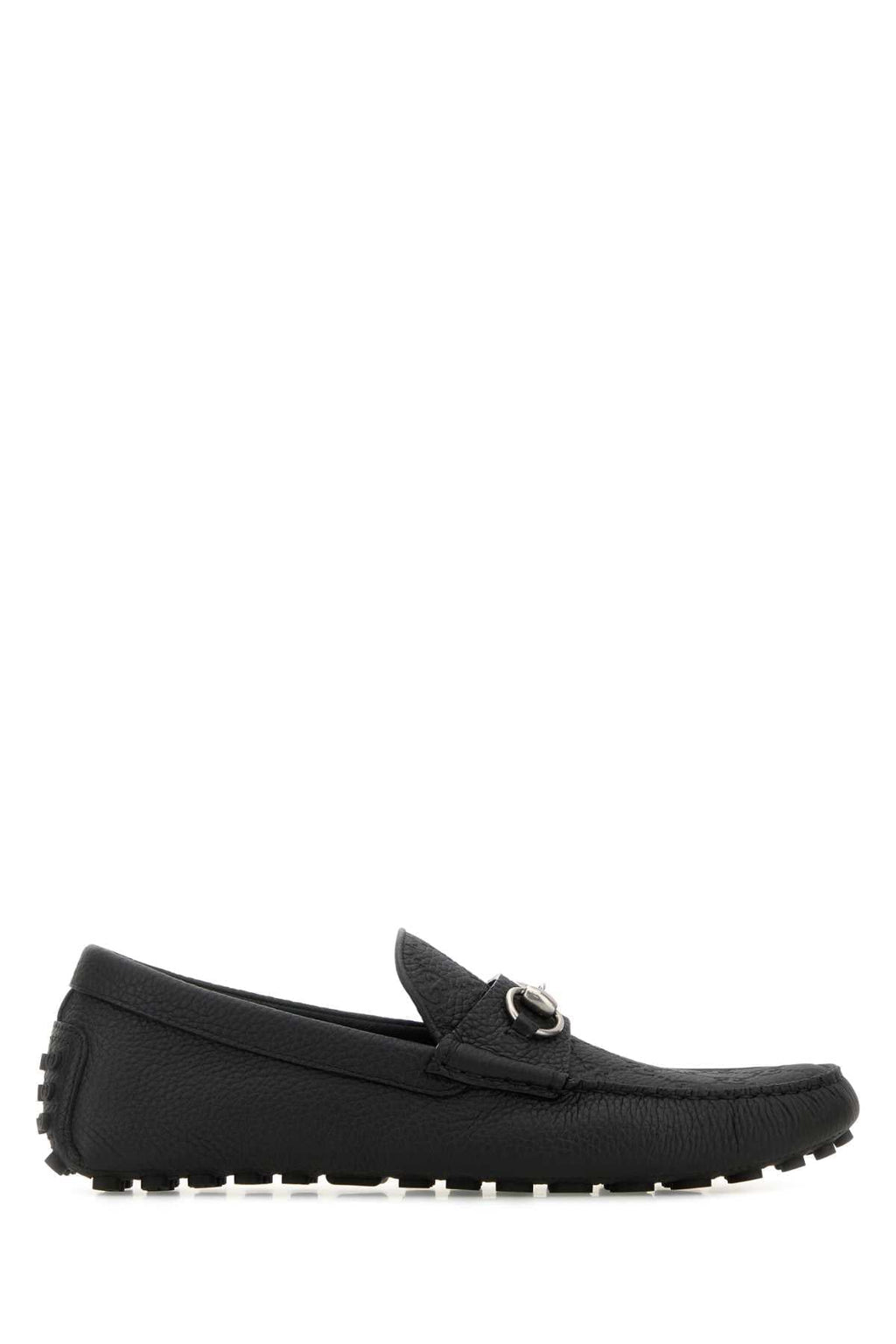 Gucci Men Black Leather Driver Loafers
