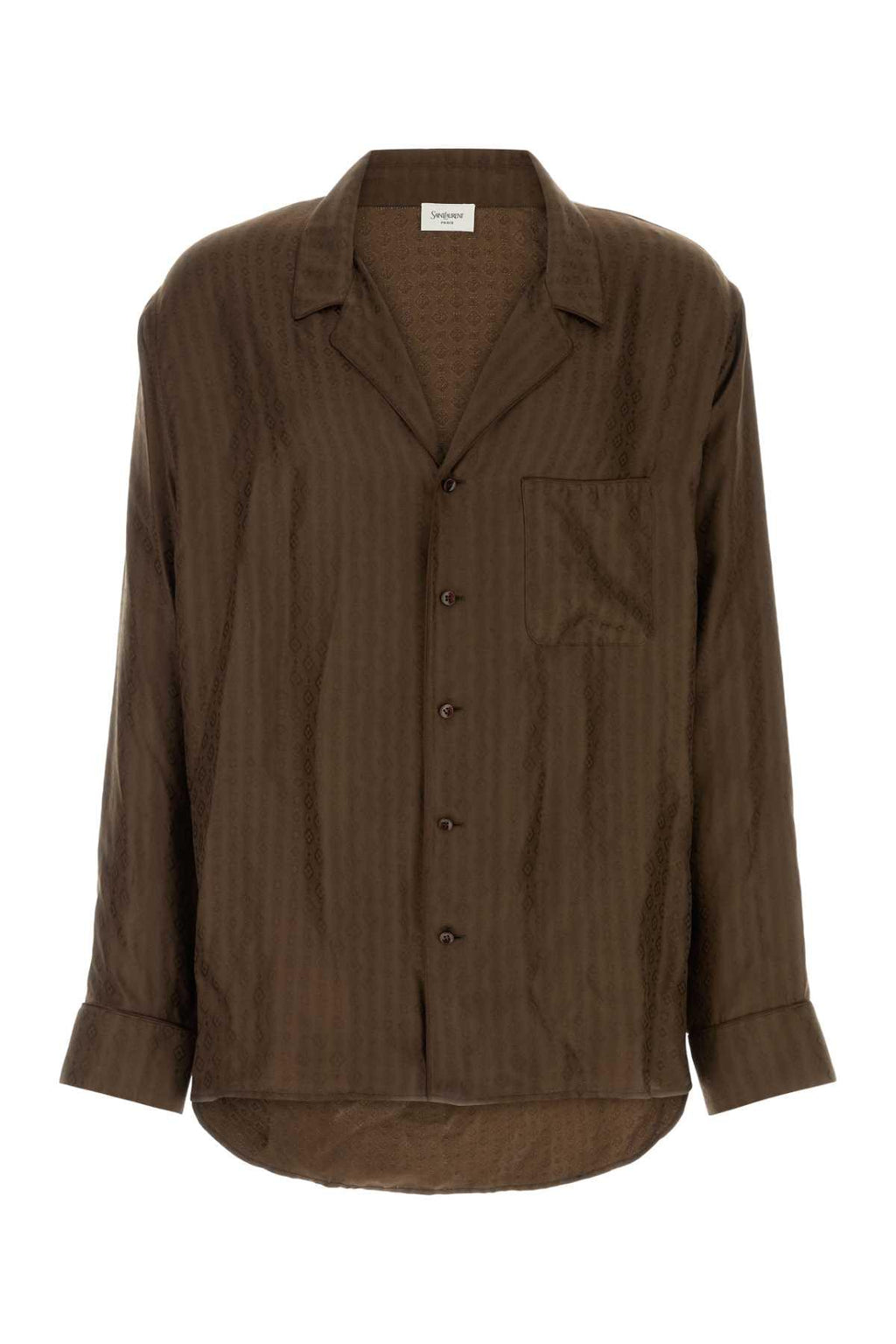 Saint Laurent Men Brown Silk Shirt