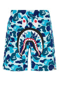 Bape Men Printed Cotton Abc Camo Shark Bermuda Shorts