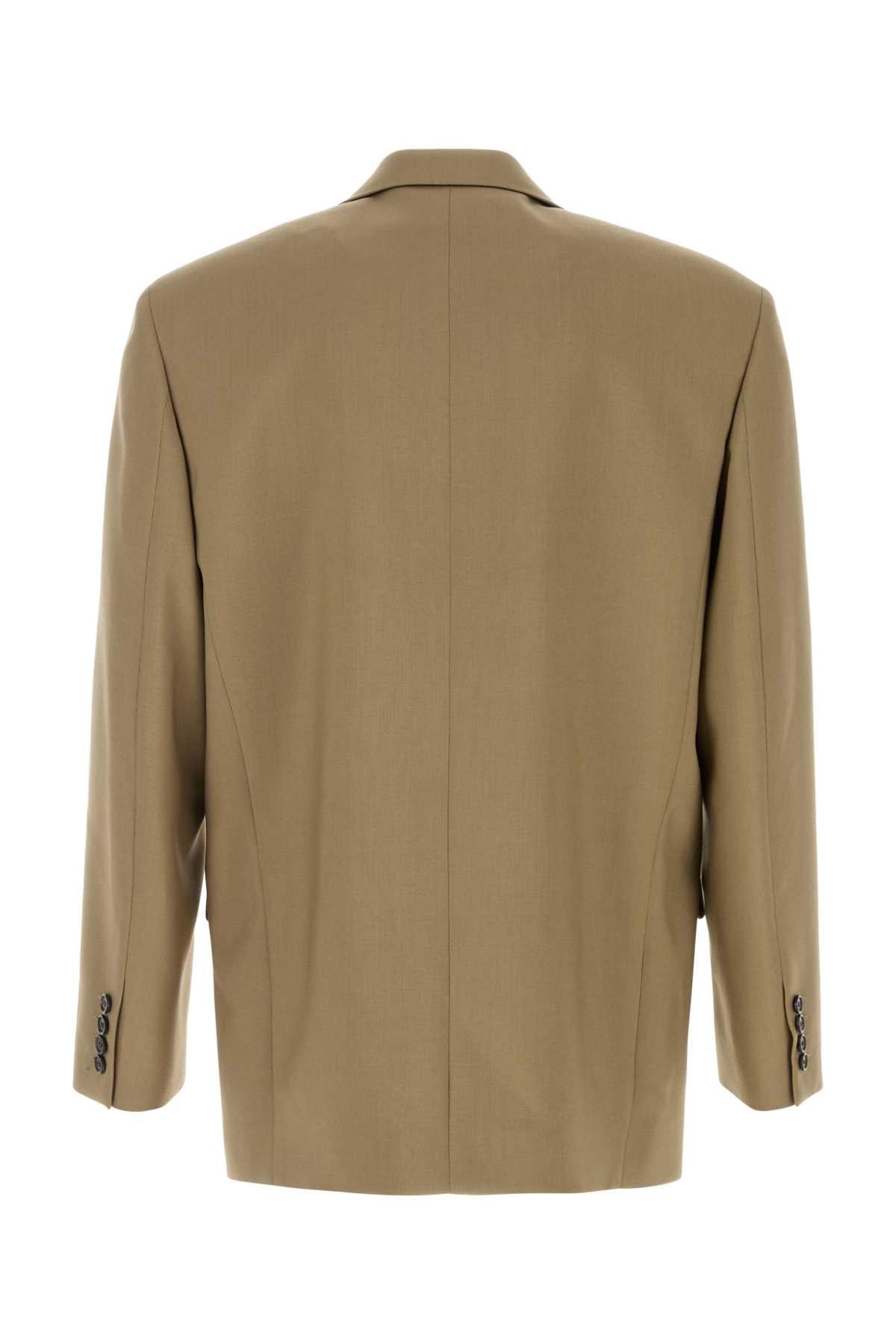 Saint Laurent Men Khaki Wool Blend Blazer