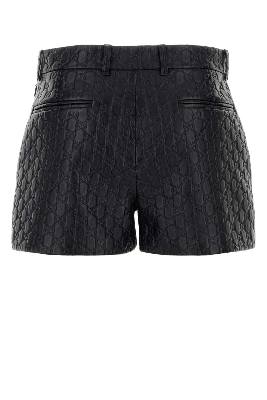 Gucci Women Black Leather Shorts
