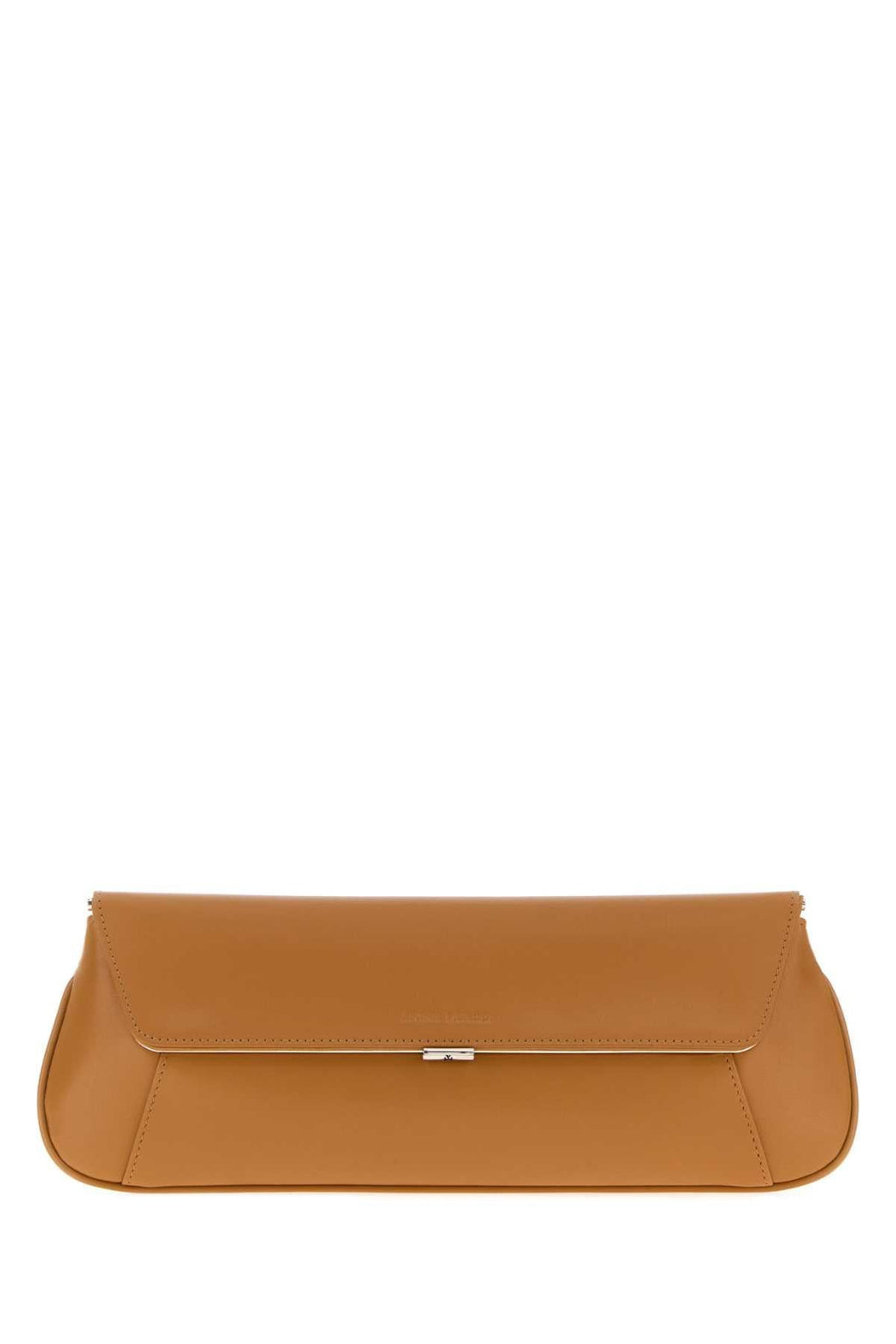 Amina Muaddi Women Camel Leather Ami Clutch