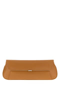 Amina Muaddi Women Camel Leather Ami Clutch