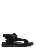 Prada Men Black Fabric Suede Sandals